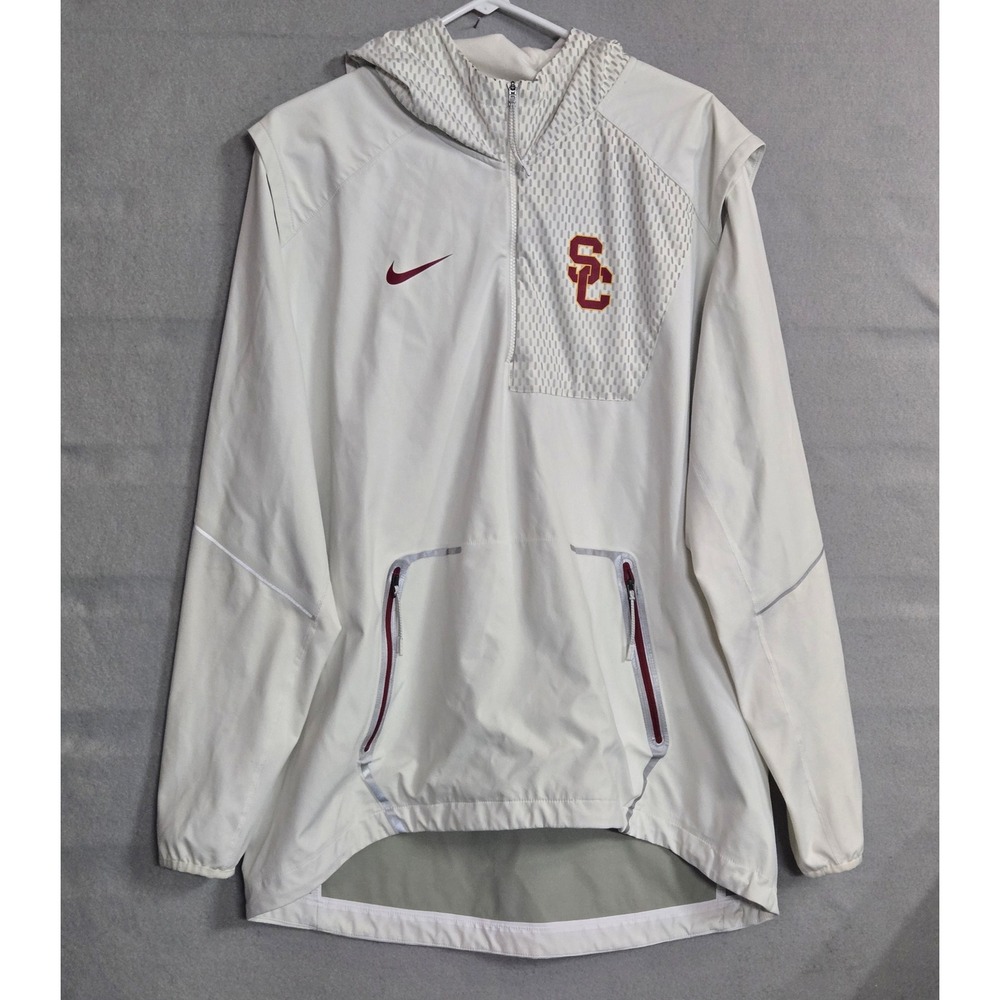 Nike USC Trojans Team Issued Sideline Anorak 1/2 Zip Jacket Hooded Men's Size L